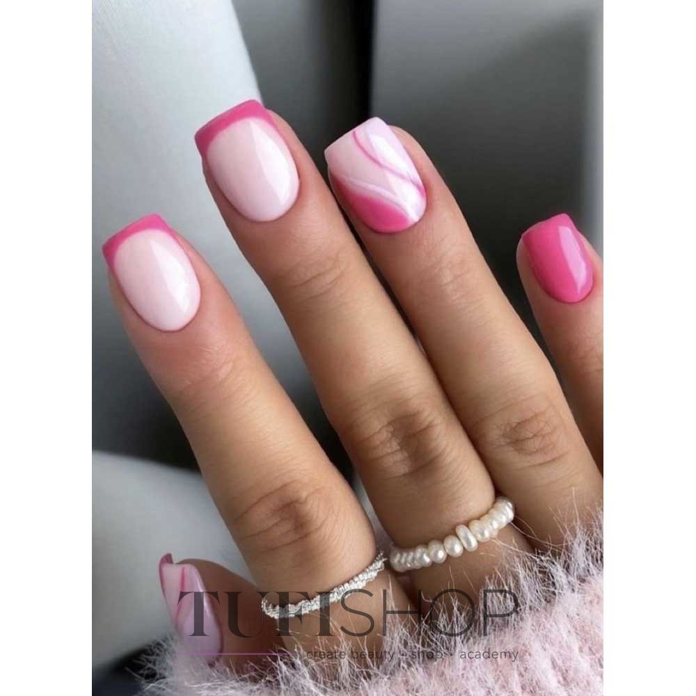 Французский маникюр на короткие ногти (розовый френч)- купить