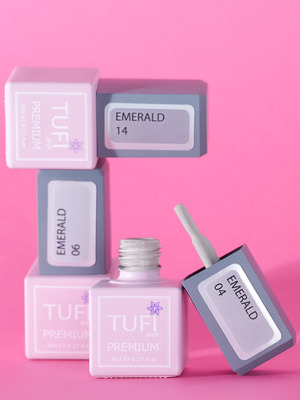 Палитра оттенков коллекции гель-лаков TUFI profi EMERALD