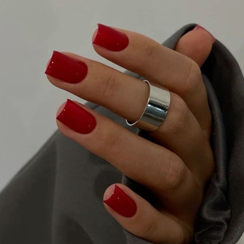 bright red New Year manicure