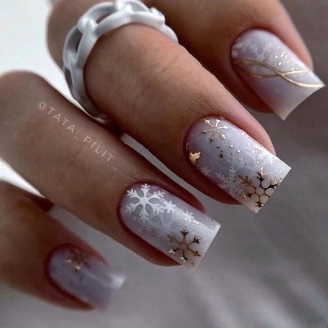 New Year stamping manicure