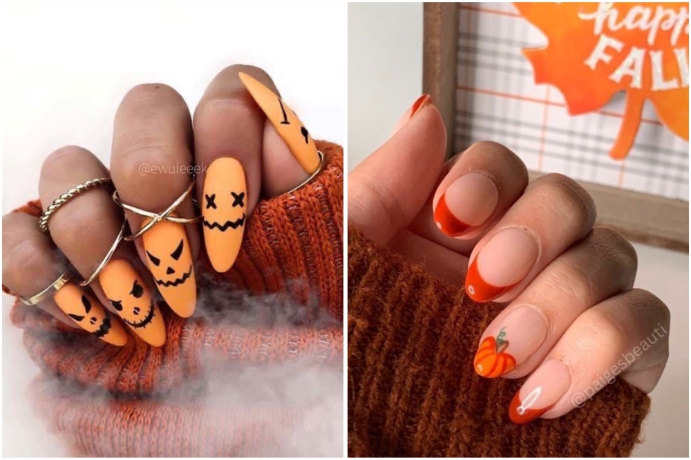 Kürbisnägel Halloween 2024