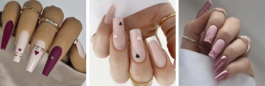 дизайны ногтей на 14 февраля