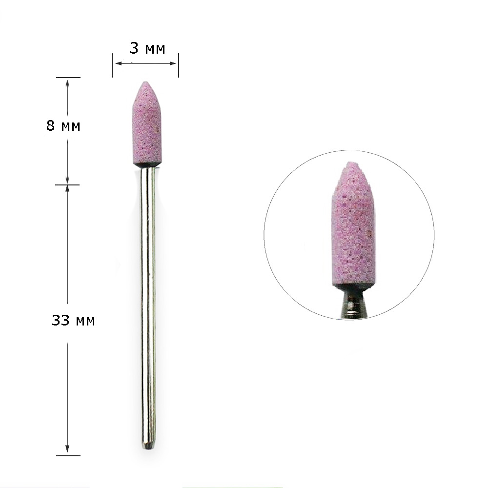 Mill for manicure Tufi Profi replaceable corundum bullet small, pink