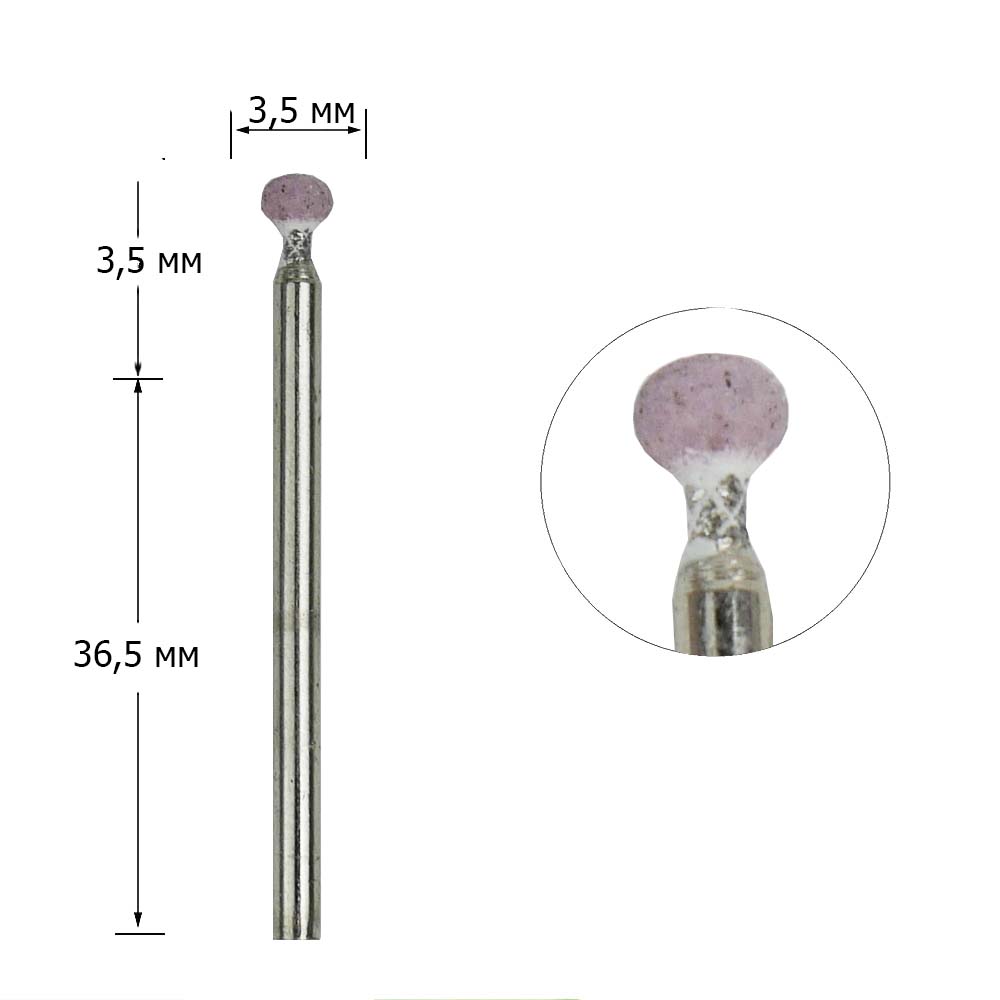Mill for manicure Tufi Profi replaceable corundum ball diameter - 3,5mm, pink