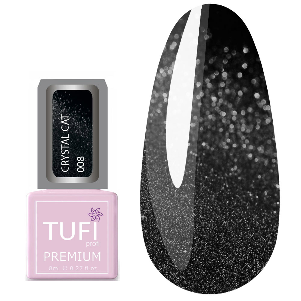 Гель-лак TUFI profi CRYSTAL CAT 08 Чорний діамант 8 мл (0100515)