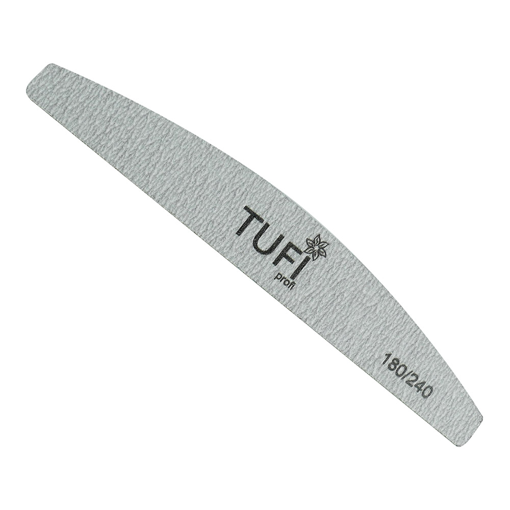 Пилка для ногтей TUFI profi Полукруг Серая 180/240 грит 17.8 см 1 шт (0102948)
