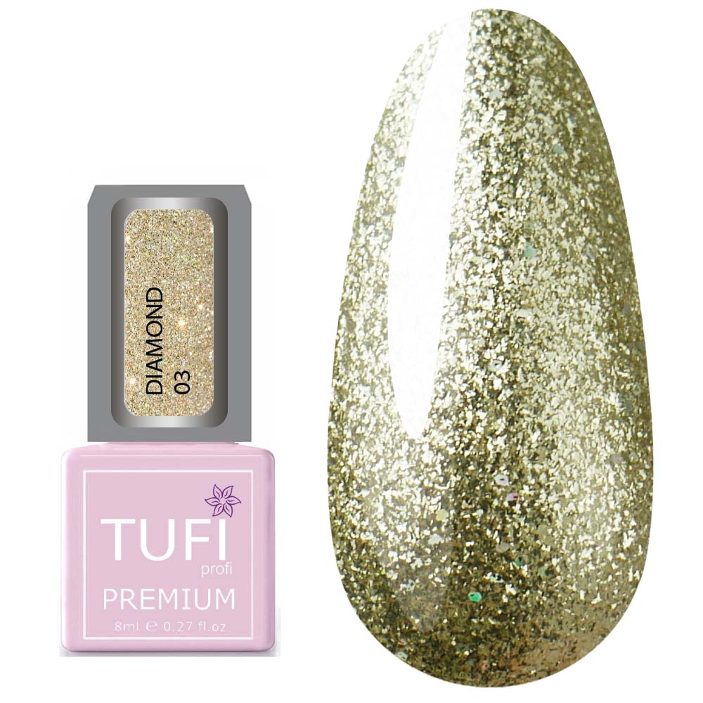 Гель-лак TUFI profi DIAMOND 03 Золотой брокат 8 мл (0103034)