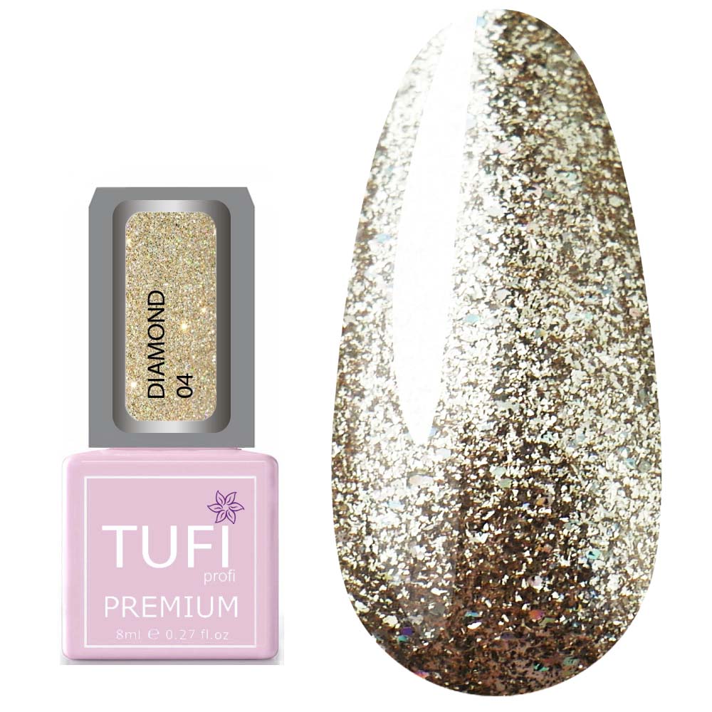 Гель-лак TUFI profi DIAMOND 04 Бронзовый брокат 8 мл (0103035)