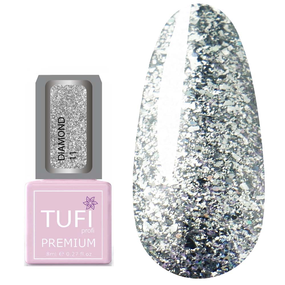 Гель-лак TUFI profi DIAMOND 11 Насыщенное серебро 8 мл (0103051)