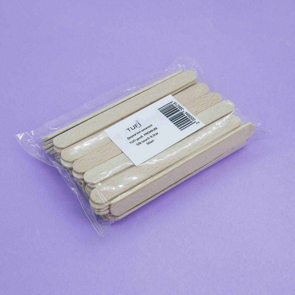 Деревянные одноразовые шпатели TUFI profi Silk Touch для депиляции 9.3 см 50 шт (0103124)