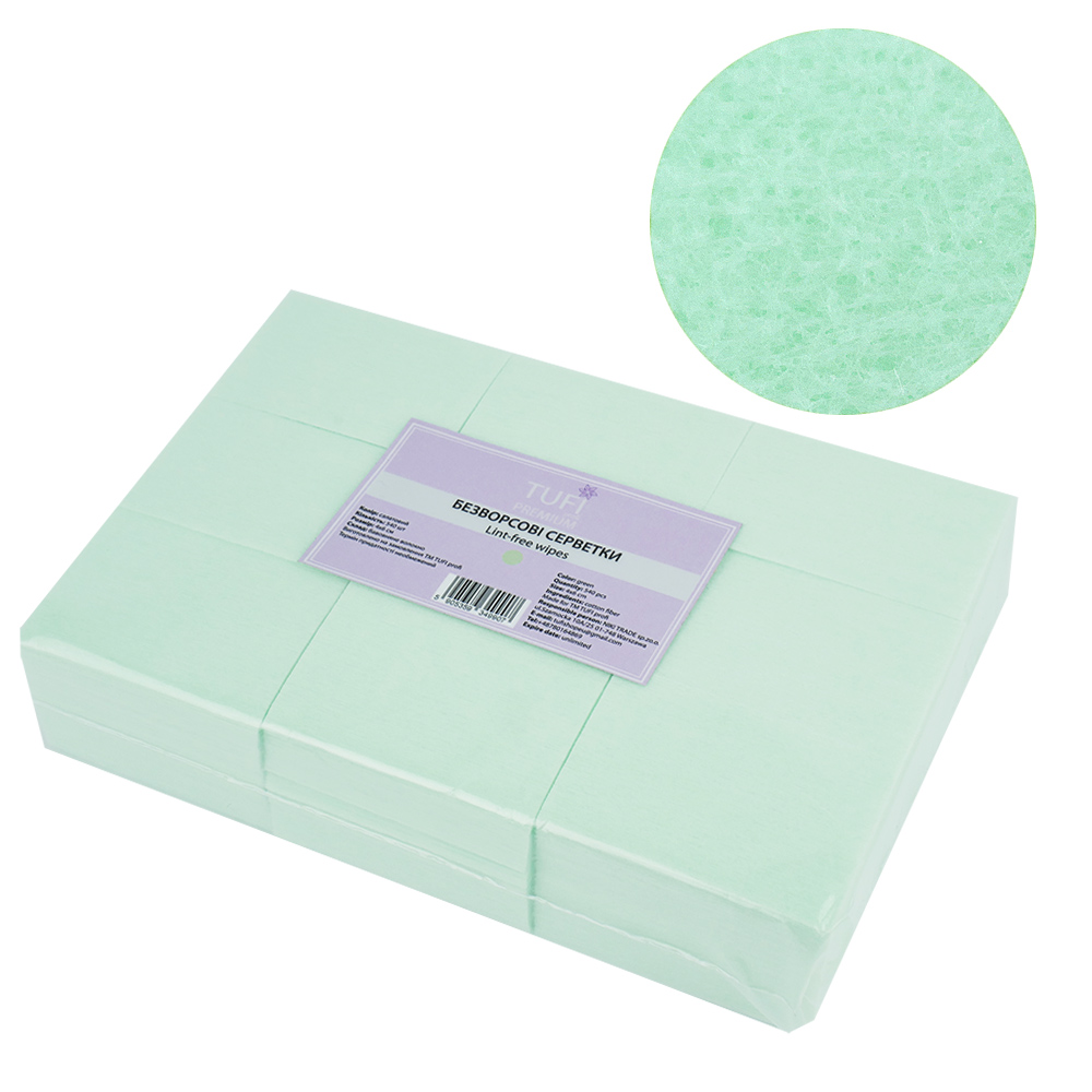 Lint-free napkins TUFI Profi PREMIUM light green 4х6 сm 540 pcs (0104420)