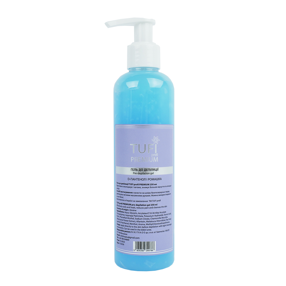 Gel before depilation TUFI profi PREMIUM D-panthenol and chamomile 250 ml (0104344)