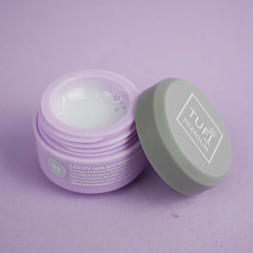 Гель для наращивания TUFI profi UV/LED GEL 09 White Frost с шиммером 5 г (0105920)