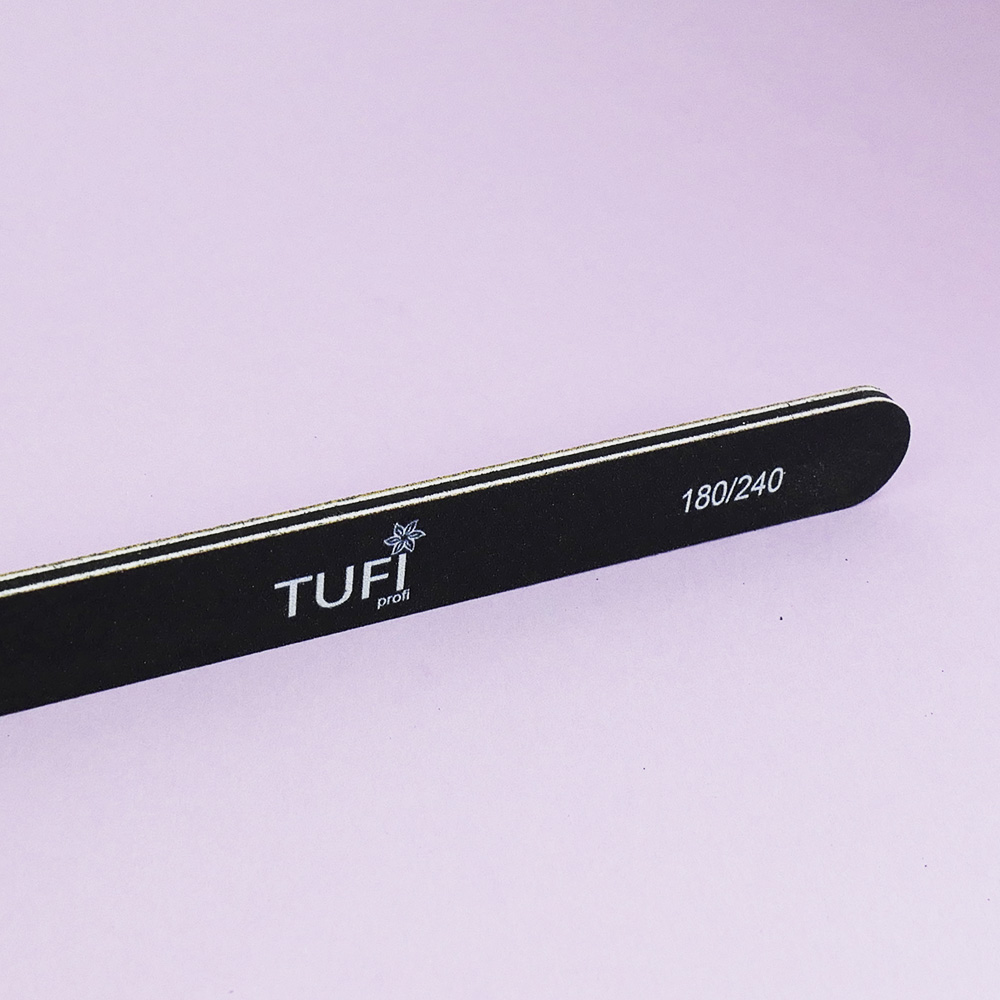 Пилка для ногтей TUFI profi Прямая Черная 180/240 грит 17.8 см 1 шт (0122191)