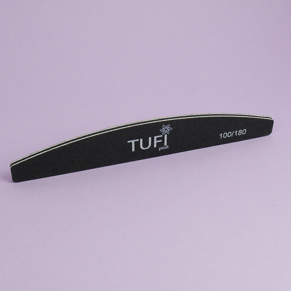 Пилка для ногтей TUFI profi Полукруг Черная 100/180 грит 17.8 см 1 шт (0122153)