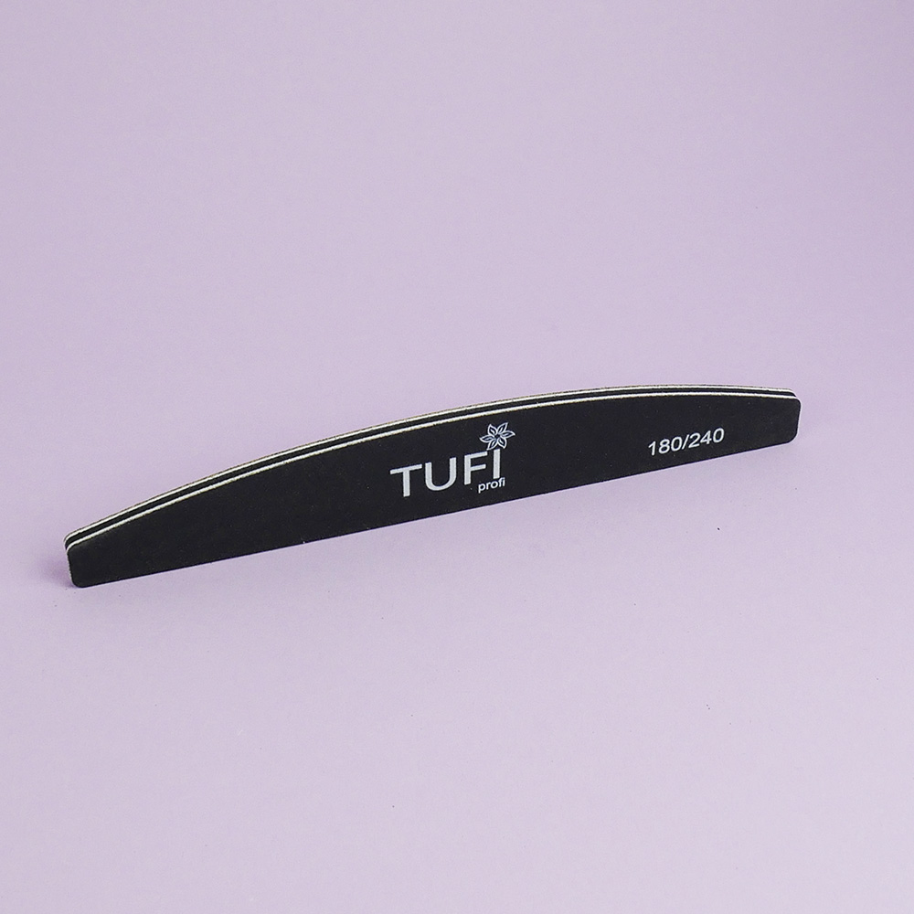 Пилка для ногтей TUFI profi Полукруг Черная 180/240 грит 17.8 см 1 шт (0122156)
