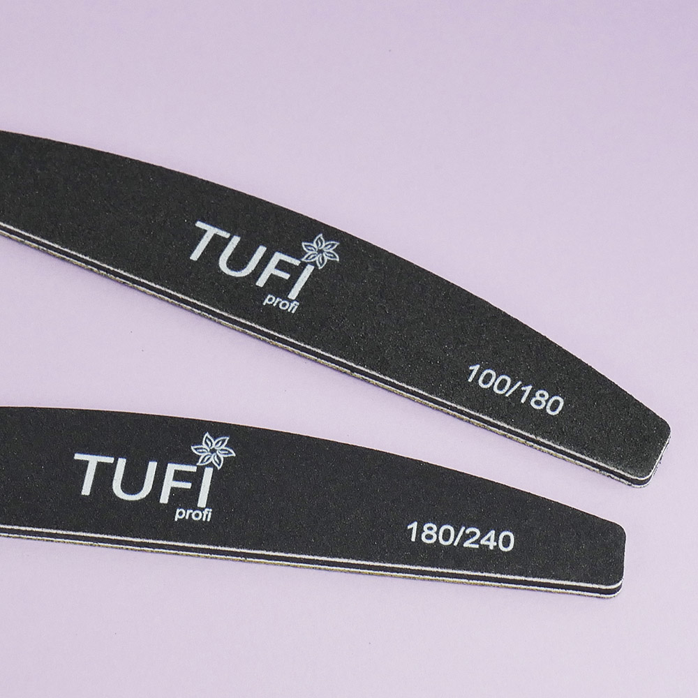 Пилка для ногтей TUFI profi Полукруг Черная 180/240 грит 17.8 см 1 шт (0122156)