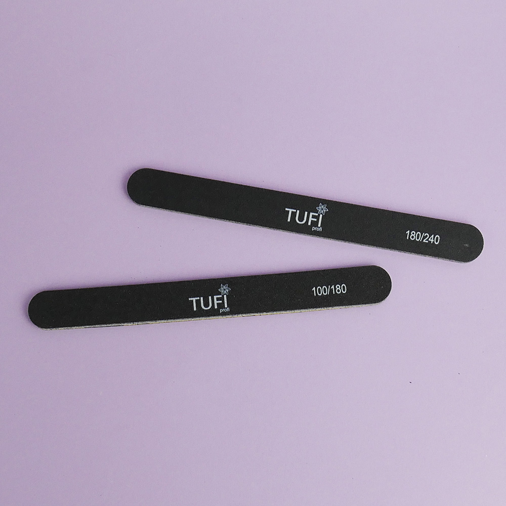 Пилка для ногтей TUFI profi Прямая Черная 180/240 грит 17.8 см 1 шт (0122191)