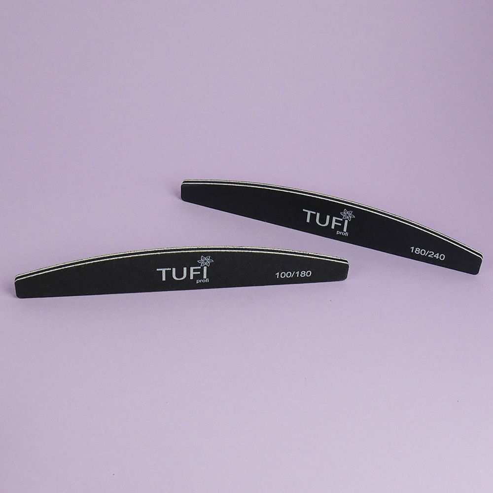Пилка для ногтей TUFI profi Полукруг Черная 100/180 грит 17.8 см 1 шт (0122153)