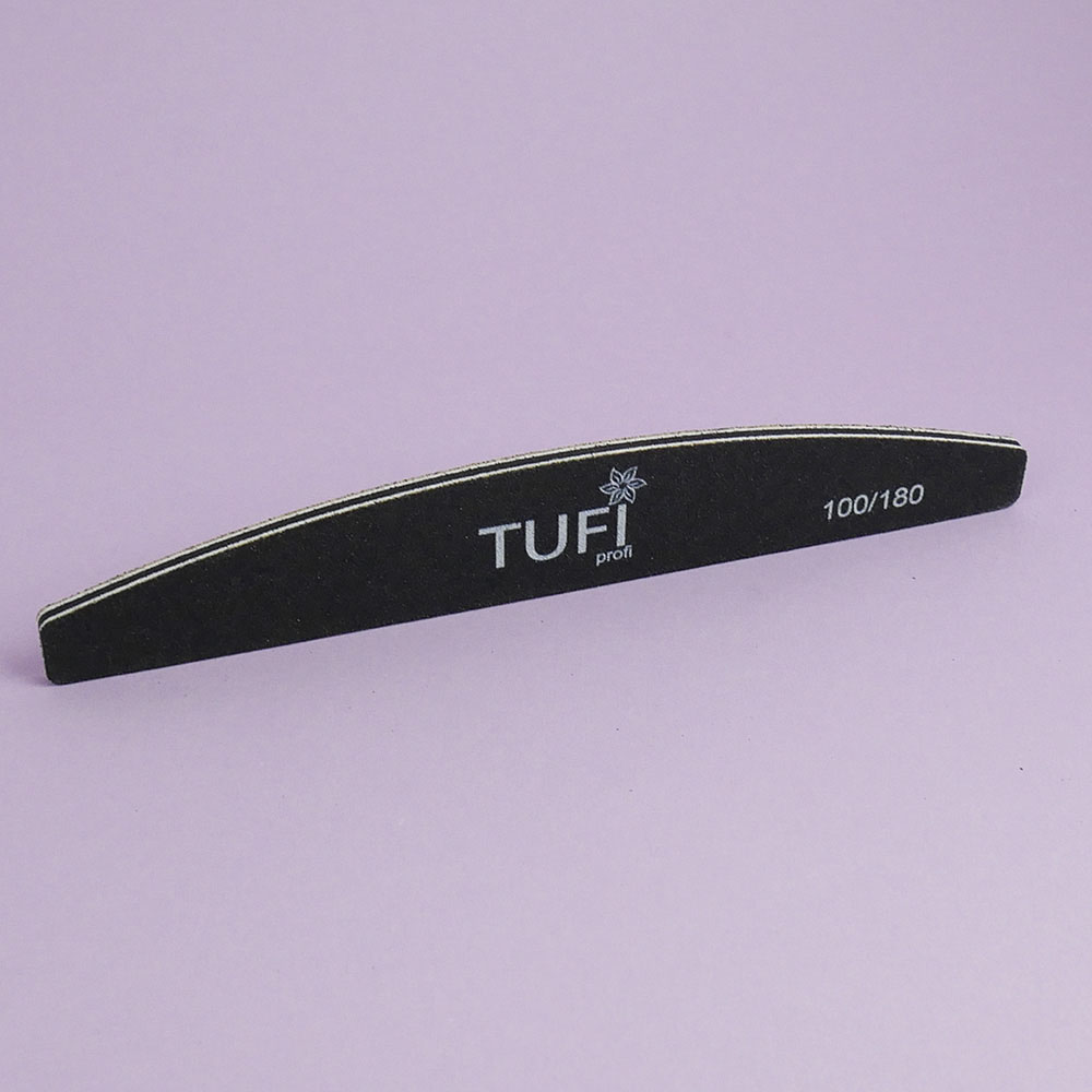 Пилка для ногтей TUFI profi Полукруг Черная 100/180 грит 17.8 см 25 шт (0122154)