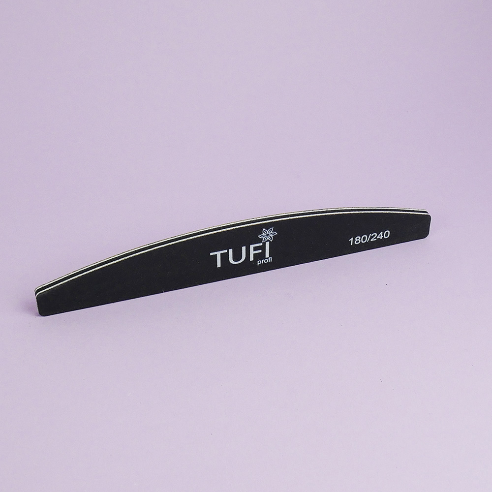Пилка для ногтей TUFI profi Полукруг Черная 180/240 грит 17.8 см 25 шт (0122155)