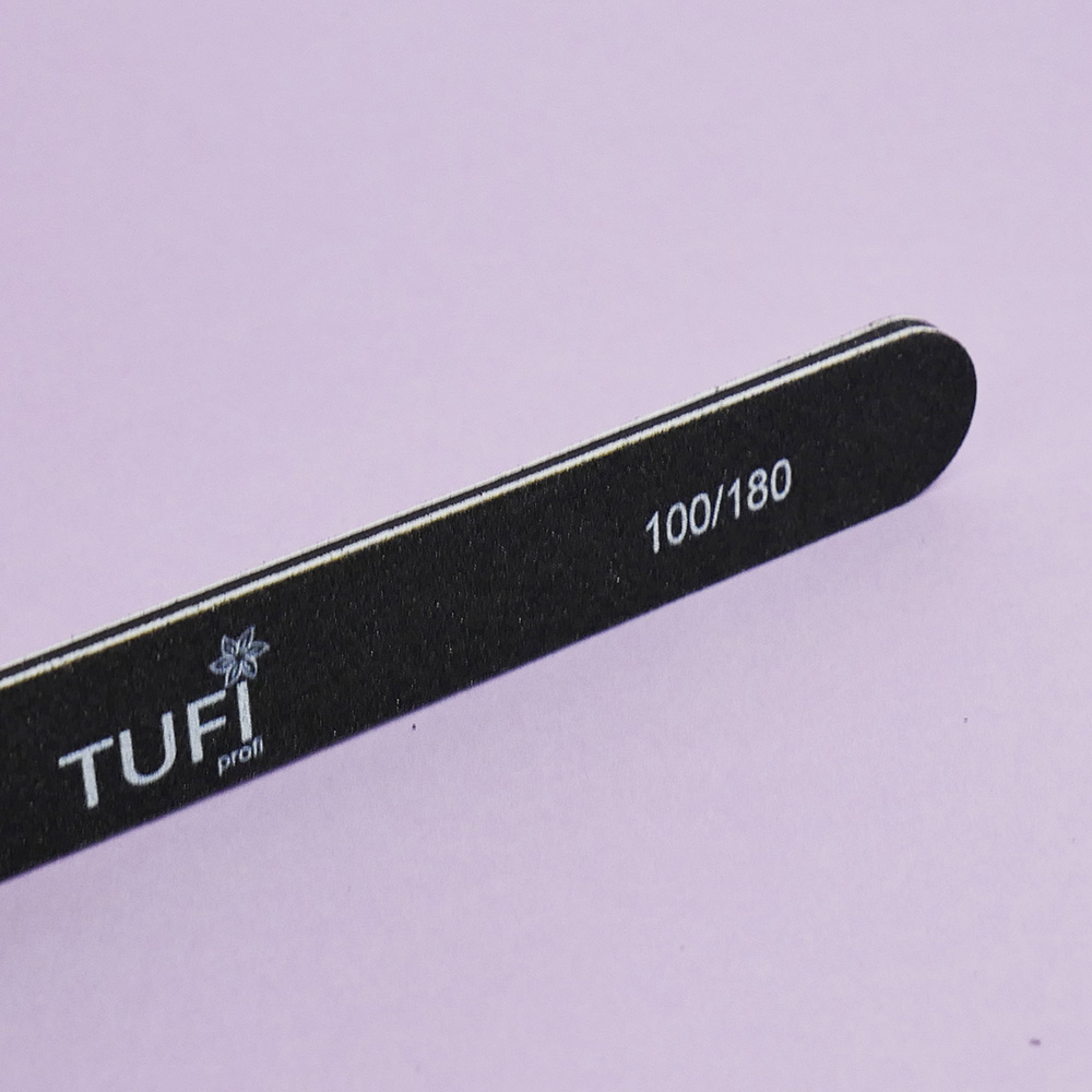 Пилка для ногтей TUFI profi Прямая Черная 100/180 грит 17.8 см 25 шт (0122189)