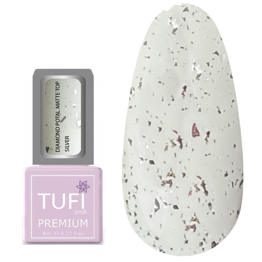 Топ TUFI profi DIAMOND POTAL MATTE TOP Серебро 8 мл (0125771)