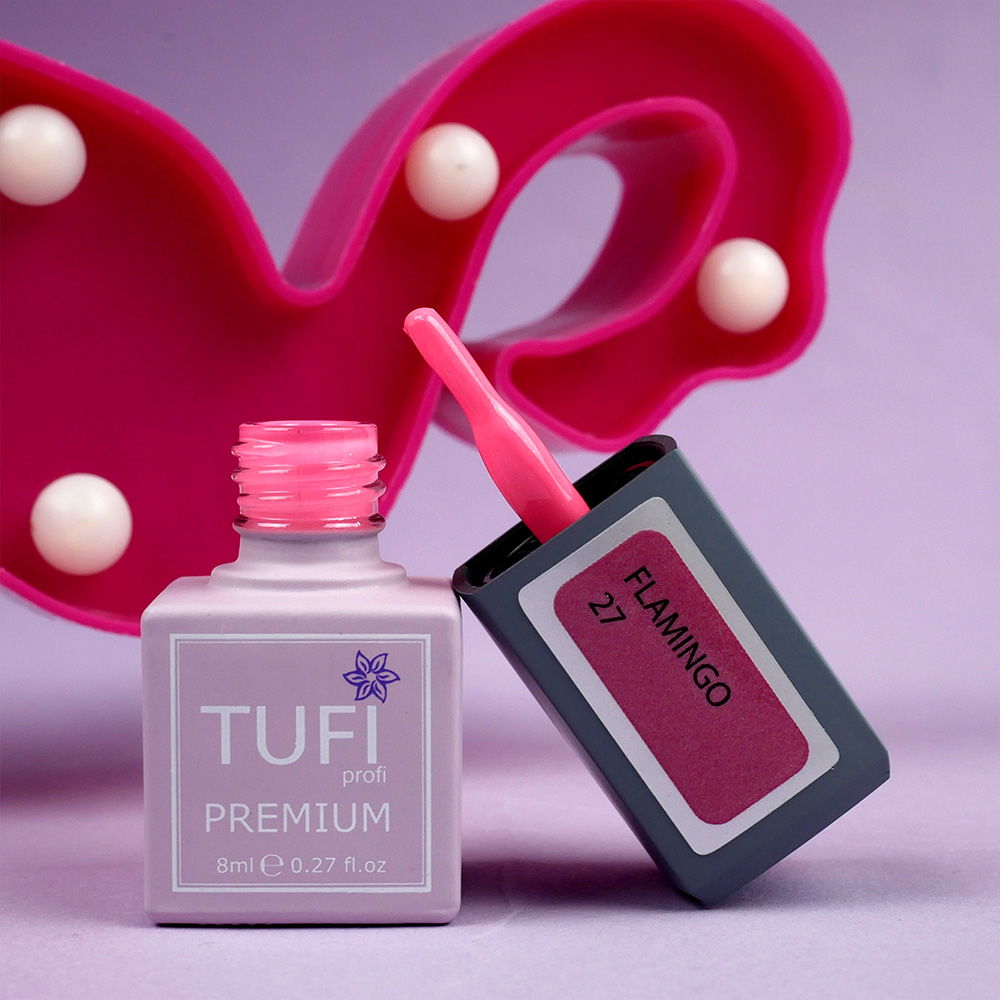 Gel polish TUFI profi PREMIUM Flamingo 27 Pink glitter 8 ml (0132495)