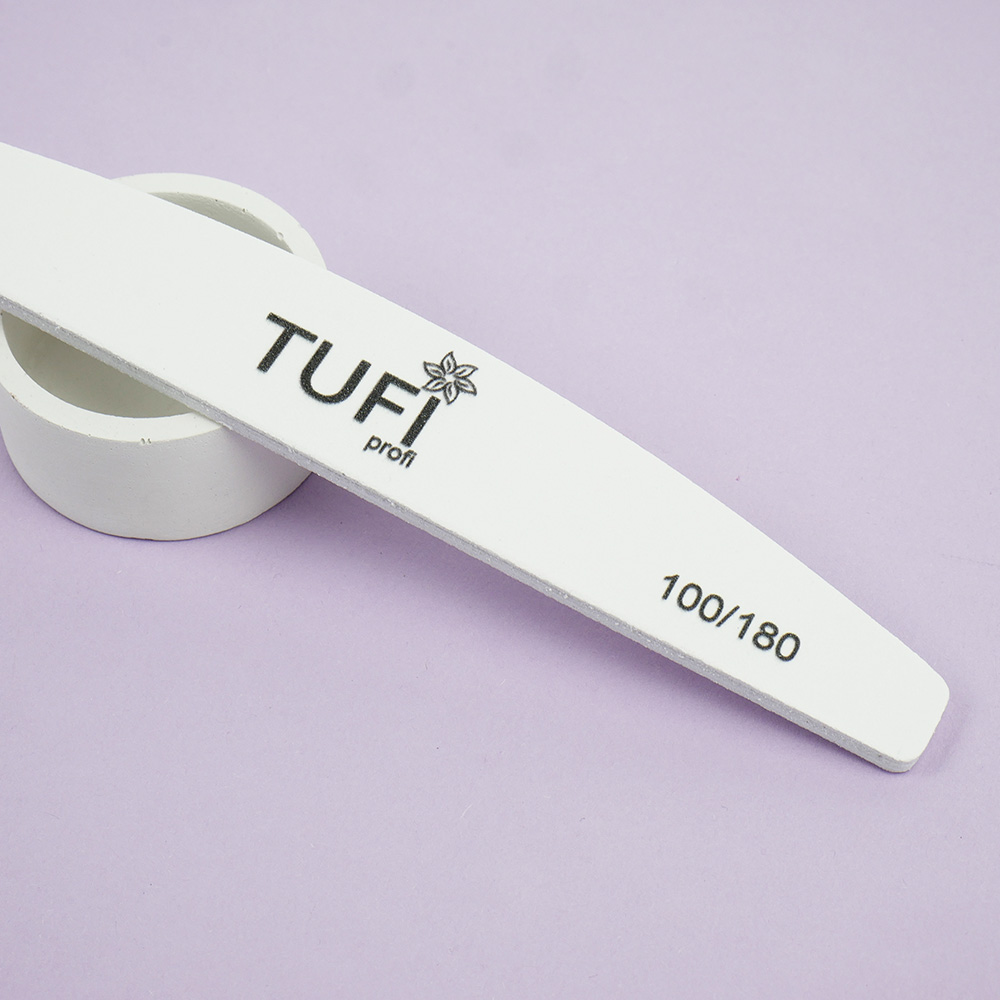 Пилка для ногтей TUFI profi Полукруг Белая 100/180 грит 17.8 см 1 шт (0231933)