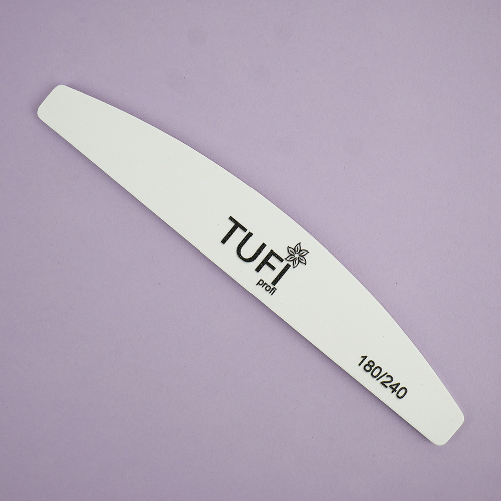 Пилка для ногтей TUFI profi Полукруг Белая 180/240 грит 17.8 см 1 шт (0231934)