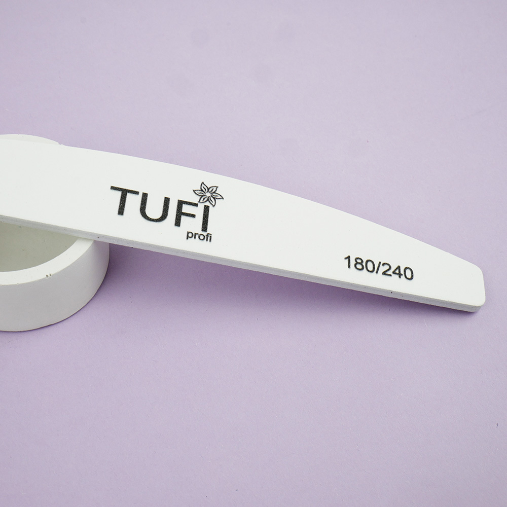 Пилка для ногтей TUFI profi Полукруг Белая 180/240 грит 17.8 см 1 шт (0231934)