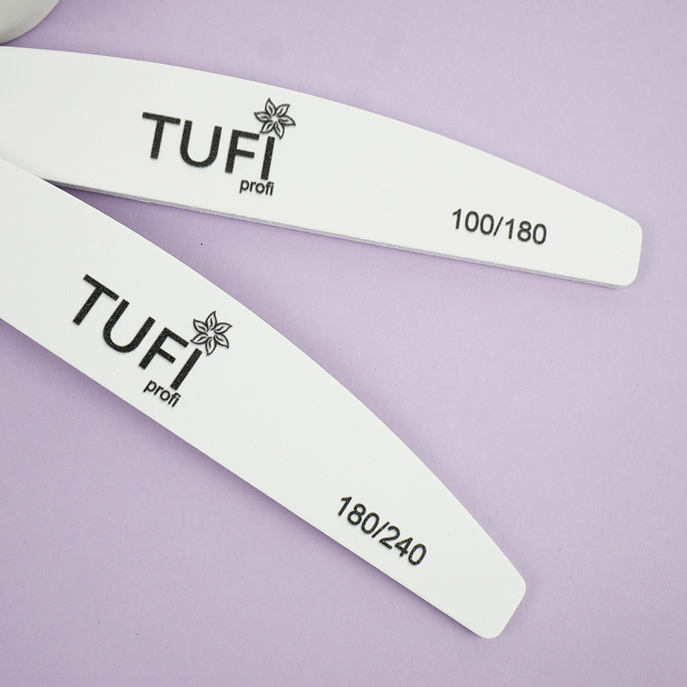 Пилка для ногтей TUFI profi Полукруг Белая 180/240 грит 17.8 см 1 шт (0231934)