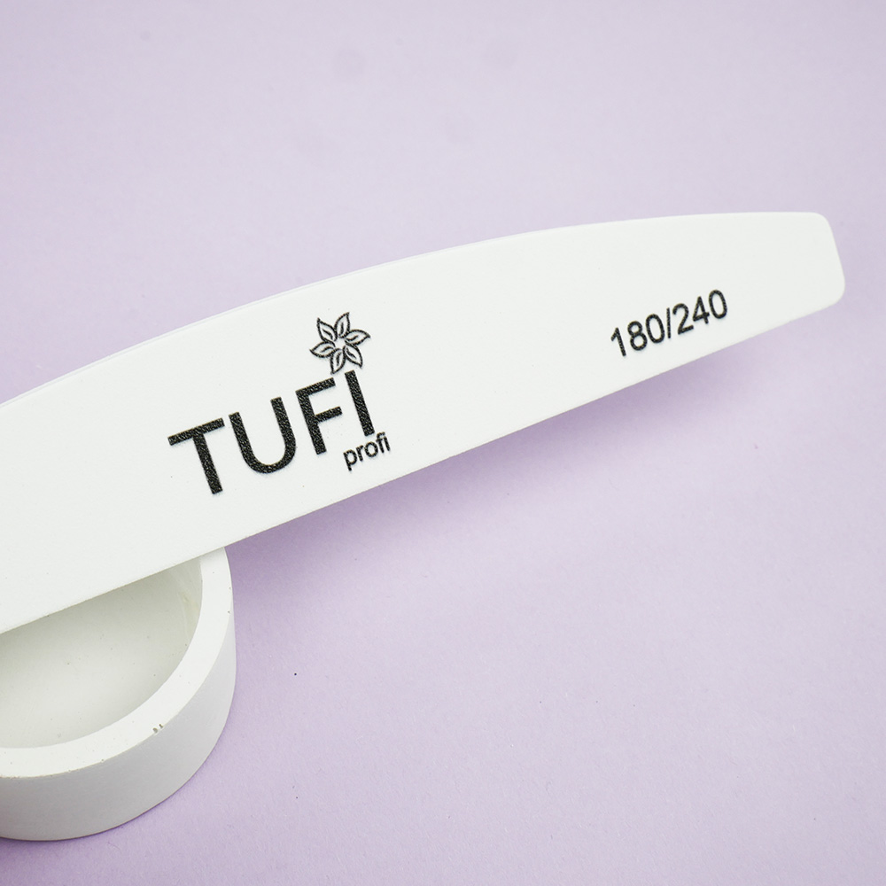 Пилка для ногтей TUFI profi Полукруг Белая 180/240 грит 17.8 см 1 шт (0231934)