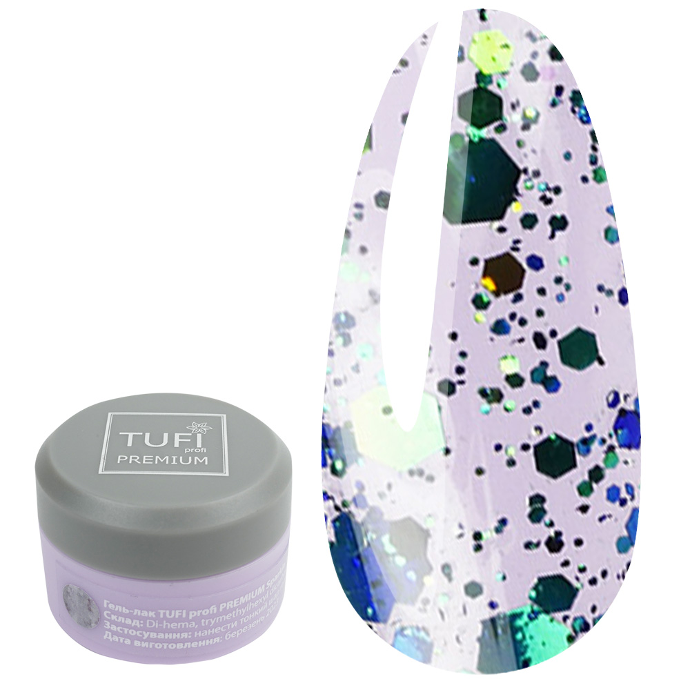Гель-лак TUFI profi SPARKLE 03 Зелёный бриллиант 5 мл (0243530)