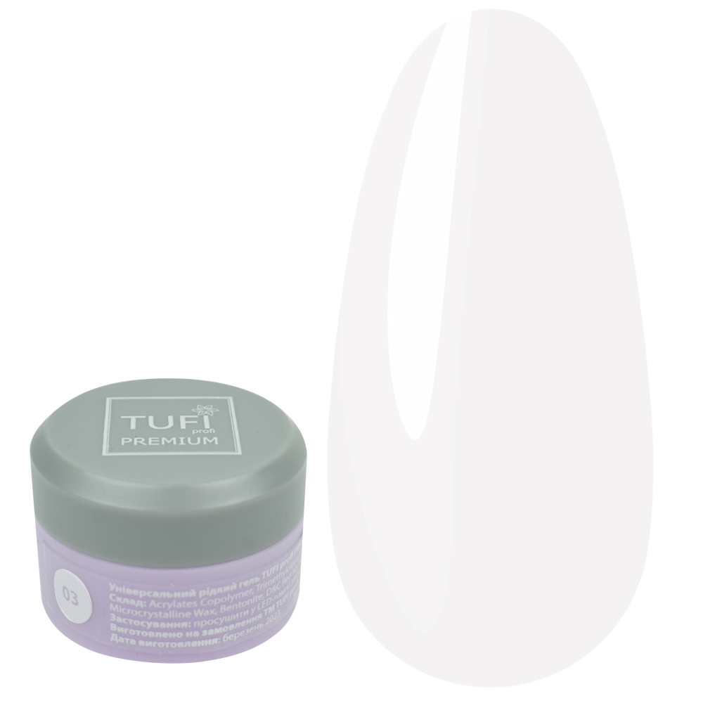 Universal liquid polygel TUFI profi PREMIUM Smart Gel 03 snow 5 ml (0243555)
