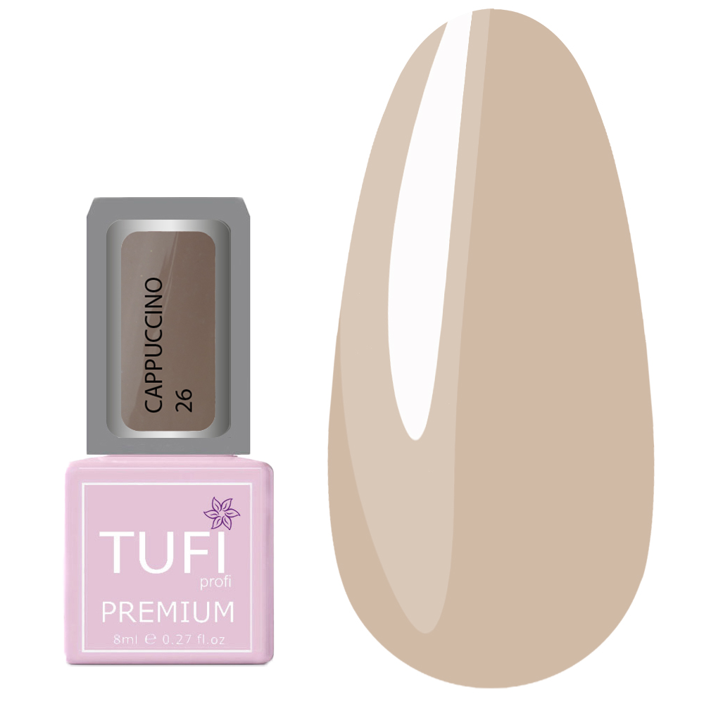 Гель-лак TUFI profi CAPPUCCINO 26 Кремовый с глиттером 8 мл (0283797)