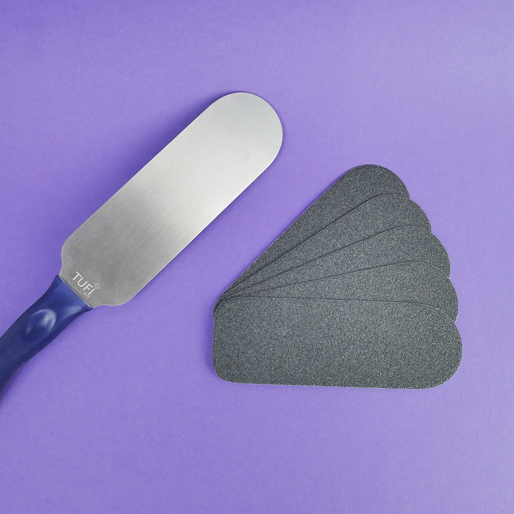 PODO TUFI profi PREMIUM metallic pedicure base file with silicone handle with changeable files 80/180 grit (0300685)