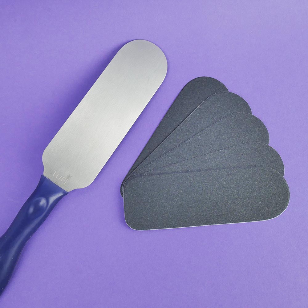 PODO TUFI profi PREMIUM metallic pedicure base file with silicone handle with changeable files 80/180 grit (0300685)