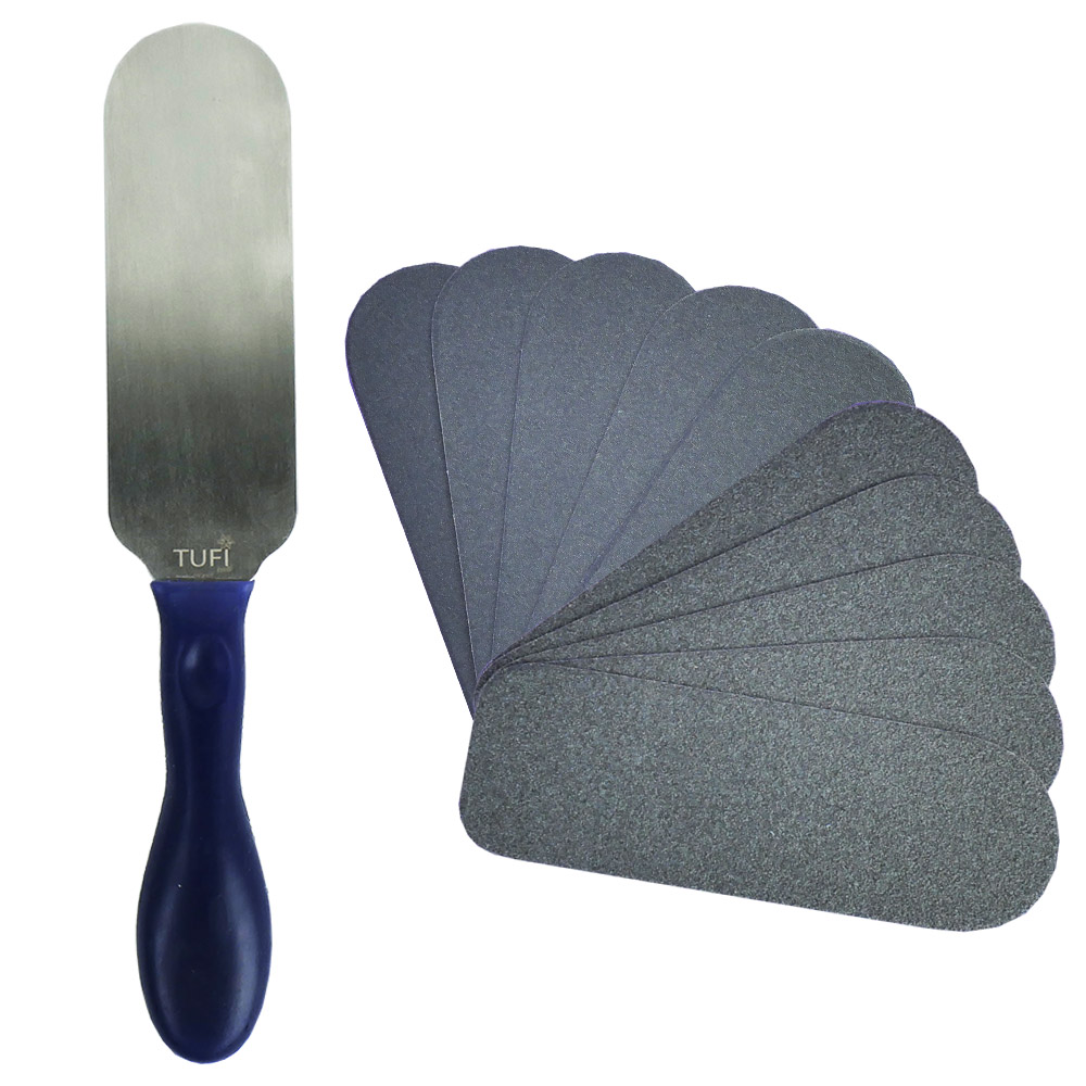 PODO TUFI profi PREMIUM metallic pedicure base file with silicone handle with changeable files 80/180 grit (0300685)