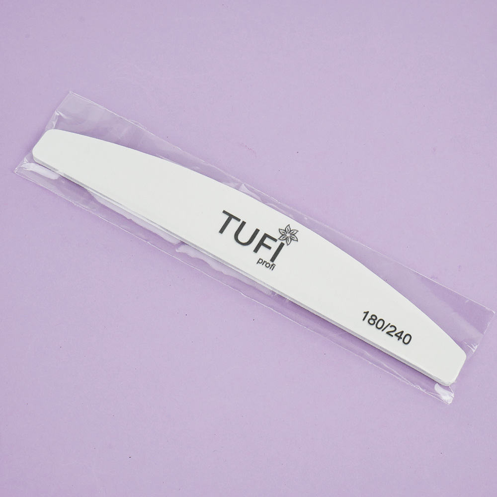 Пилка для ногтей TUFI profi Полукруг Белая 180/240 грит 17.8 см 1 шт (0231934)