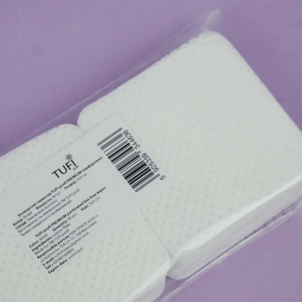 Безворсовые салфетки TUFI profi Перфорированные 5x5 см 90 шт (0104168)