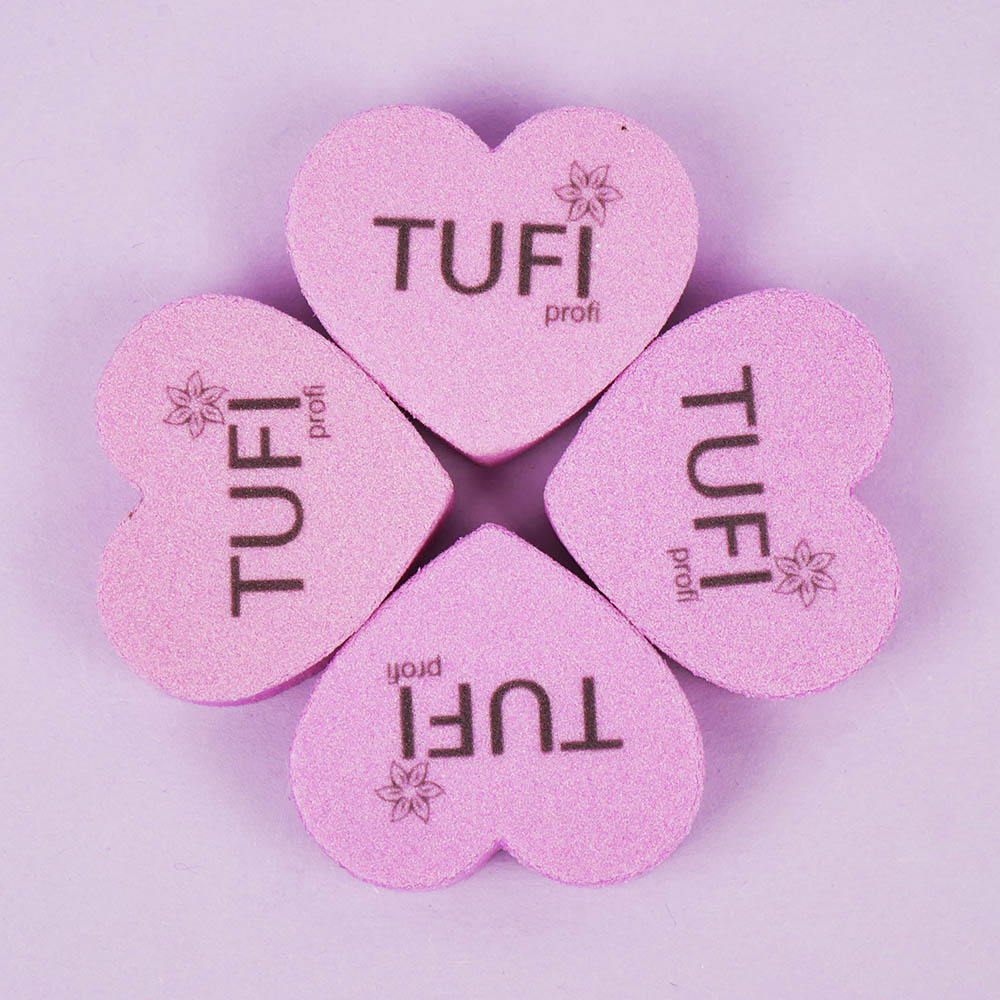 Бафик TUFI profi PREMIUM мини сердце розовый 100/180 грит 50 шт (0309786)
