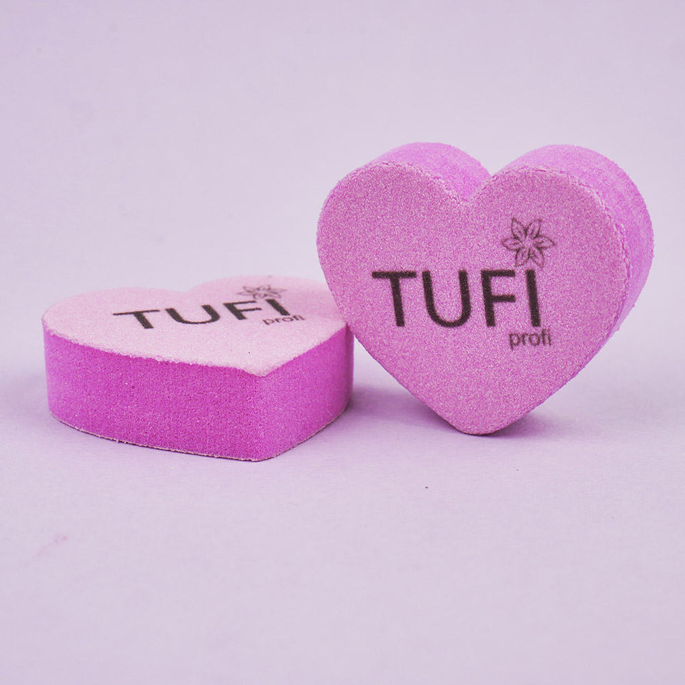 Бафик TUFI profi PREMIUM мини сердце розовый 100/180 грит 50 шт (0309786)