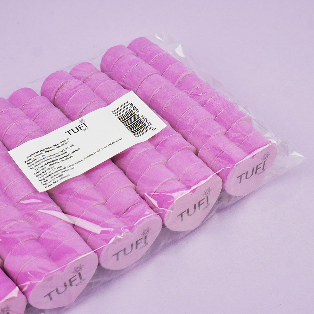 Бафик TUFI profi PREMIUM мини сердце розовый 100/180 грит 50 шт (0309786)