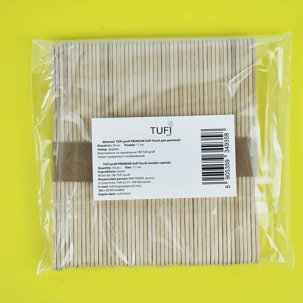 Деревянные одноразовые шпатели TUFI profi Soft Touch для депиляции 11 см 50 шт (0310818)