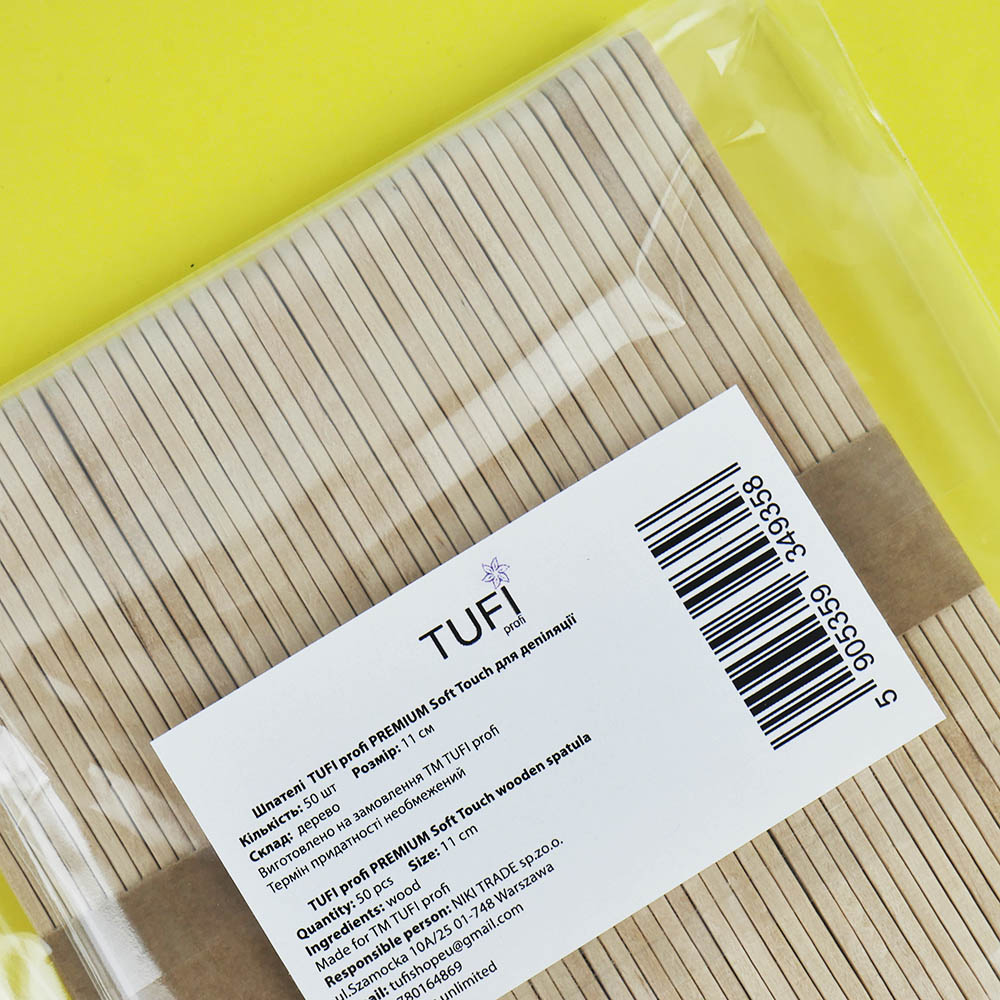 Деревянные одноразовые шпатели TUFI profi Soft Touch для депиляции 11 см 50 шт (0310818)