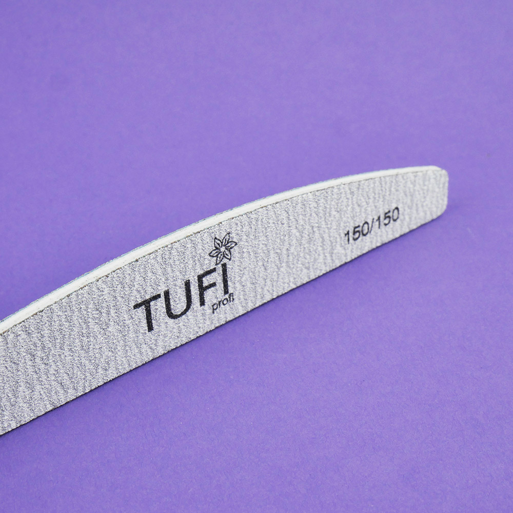 Пилка для ногтей TUFI profi Полукруг Серая 150/150 грит 17.8 см 1 шт (0308068)