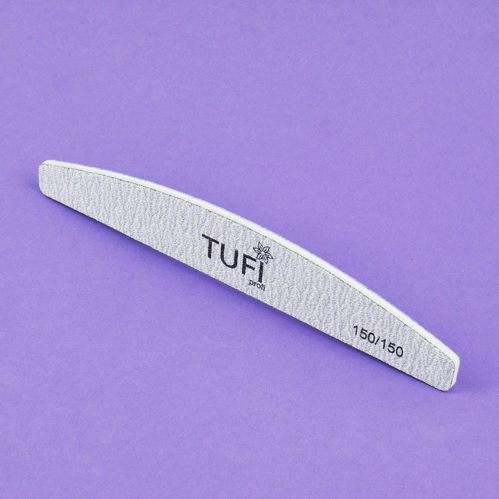 Пилка для ногтей TUFI profi Полукруг Серая 150/150 грит 17.8 см 1 шт (0308068)