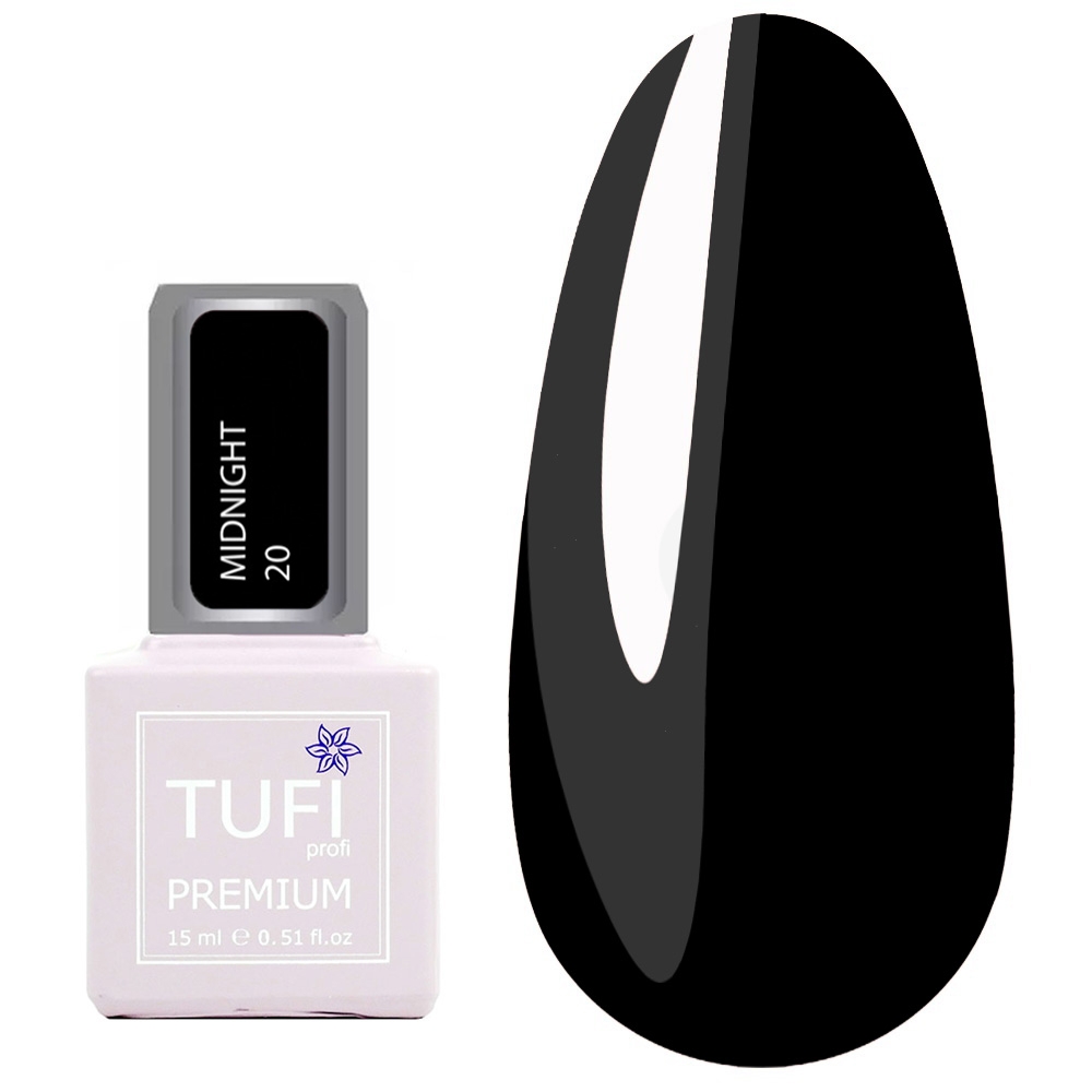 Гель-лак TUFI profi PREMIUM Midnight 20 черное затмение 15 мл (0318198)