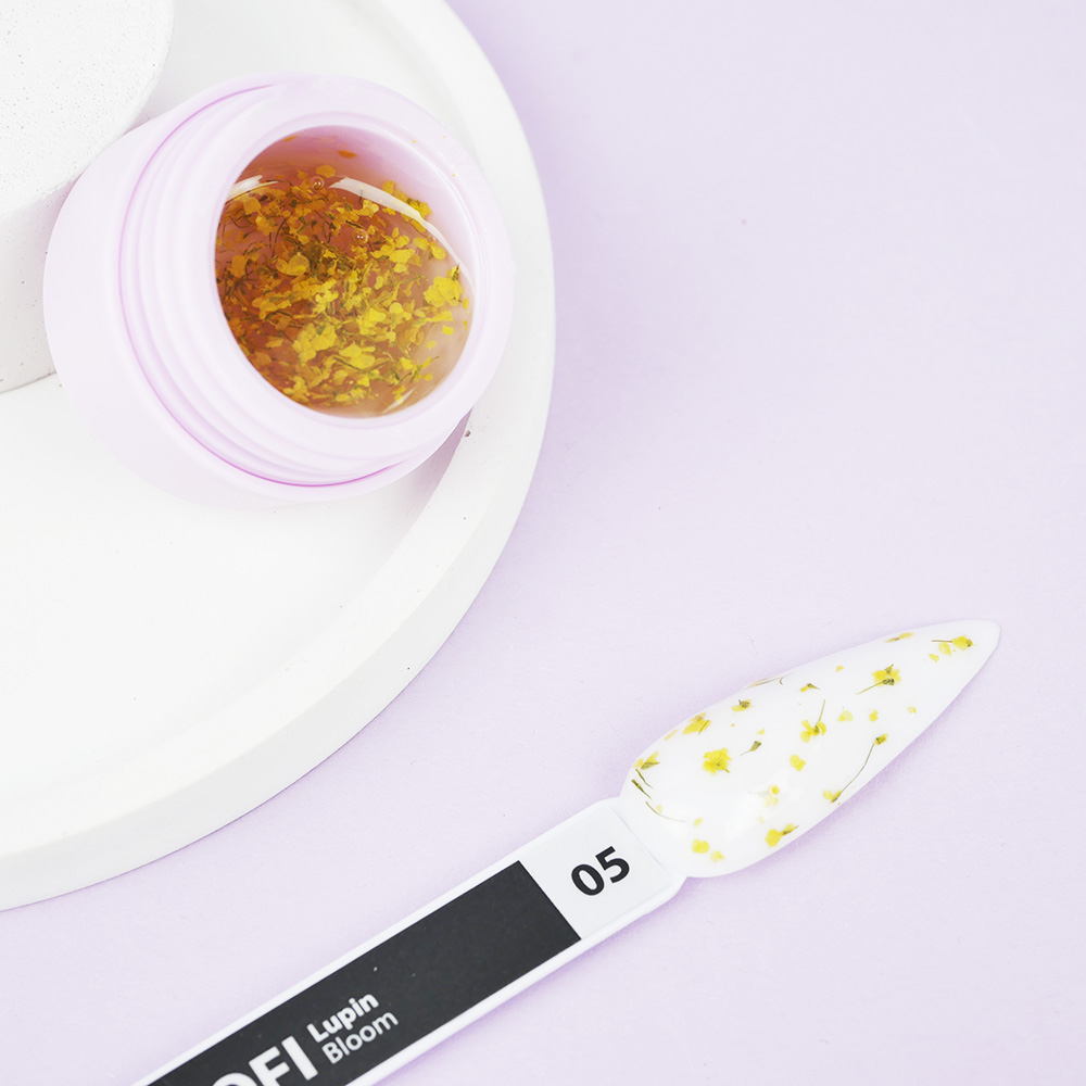 Gel polish TUFI profi PREMIUM Bloom 05 with dried lupine flowers 5ml (0311126)